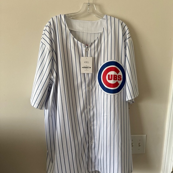Fanatics White and Blue Striped Cubs Jersey